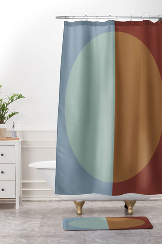 Colour Poems Color Block Abstract X Shower Curtain And Mat