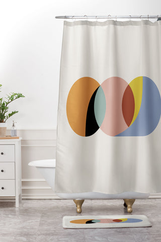 Colour Poems Geometric Harmony Shower Curtain And Mat
