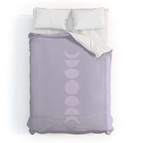 Colour Poems Minimal Moon Phases Lilac Duvet Cover
