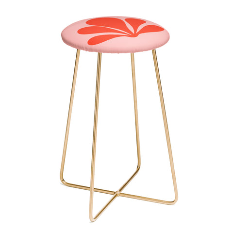 Colour Poems Tropical Plant Minimalism Red Counter Stool