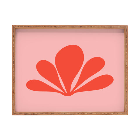 Colour Poems Tropical Plant Minimalism Red Rectangular Tray