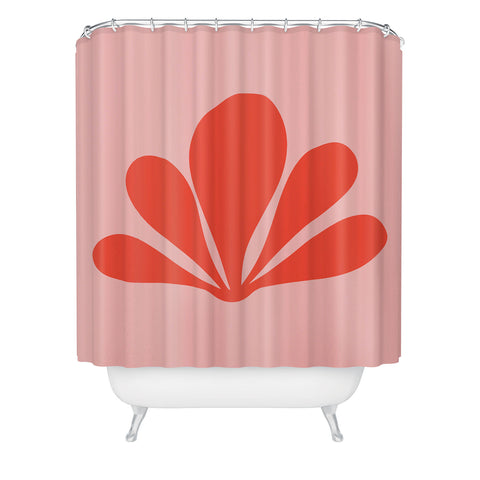 Colour Poems Tropical Plant Minimalism Red Shower Curtain