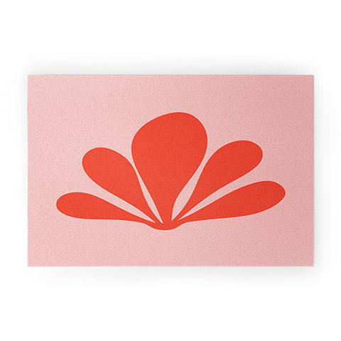 Colour Poems Tropical Plant Minimalism Red Welcome Mat