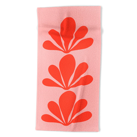 Colour Poems Tropical Plant Minimalism Red Beach Towel