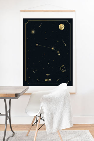 Cuss Yeah Designs Aries Constellation in Gold Art Print And Hanger