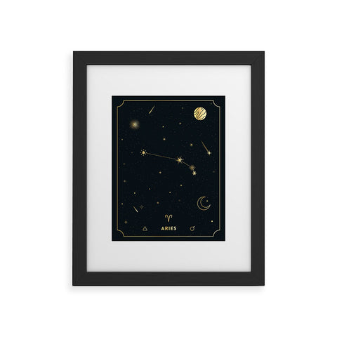 Cuss Yeah Designs Aries Constellation in Gold Framed Art Print