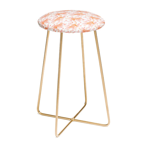 Cynthia Haller Orange and pink tiger Counter Stool