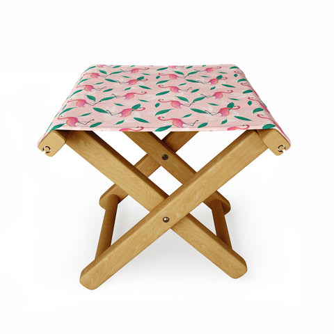 Cynthia Haller Pink flamingo tropical pattern Folding Stool