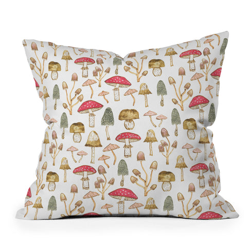 Dash and Ash Mushrooms Throw Pillow