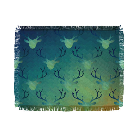 Deniz Ercelebi Aqua Antlers Pattern Throw Blanket