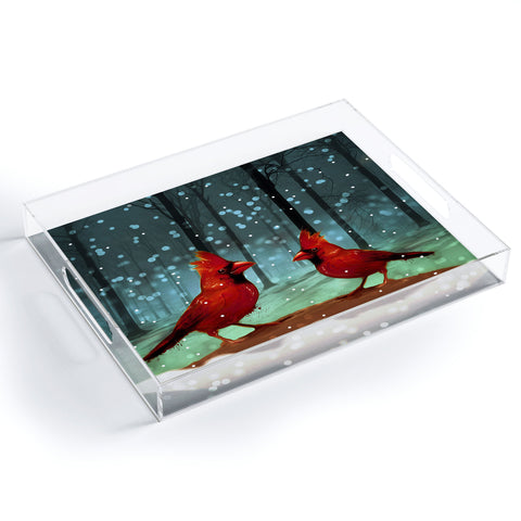 Deniz Ercelebi Cardinals In Snow Acrylic Tray
