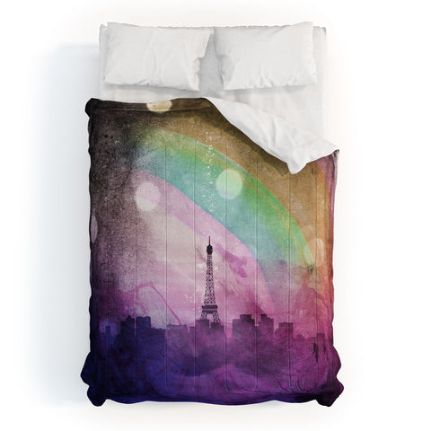 Deniz Ercelebi Eiffel rainbow Comforter