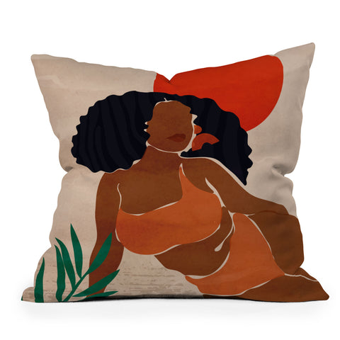 Domonique Brown Red Sun Throw Pillow