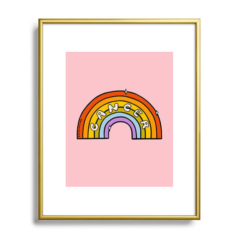 Doodle By Meg Cancer Rainbow Metal Framed Art Print