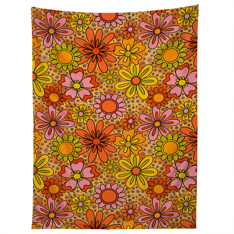 Doodle By Meg Groovy Flowers in Orange Tapestry
