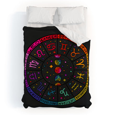 Doodle By Meg Rainbow Zodiac Wheel Duvet Cover