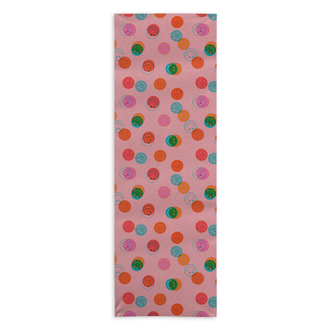 Doodle By Meg Smiley Face Print in Pink Yoga Towel