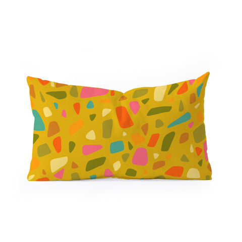 Doodle By Meg Terrazzo Print in Mustard Oblong Throw Pillow