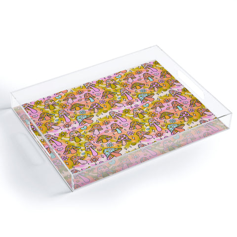 Doodle By Meg Tie Dye Mushroom Print Acrylic Tray