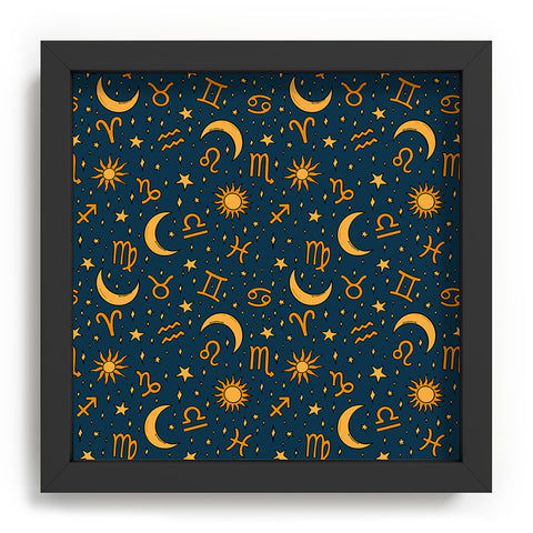Doodle By Meg Zodiac Sun Star Print Navy Recessed Framing Square