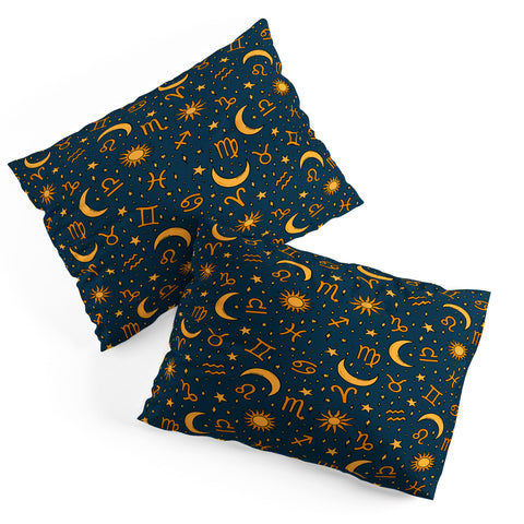 Doodle By Meg Zodiac Sun Star Print Navy Pillow Shams