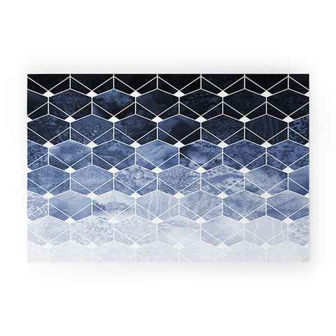 Elisabeth Fredriksson Blue Hexagons And Diamonds Welcome Mat