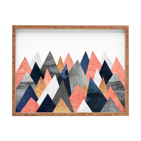 Elisabeth Fredriksson Pink And Navy Peaks Rectangular Tray