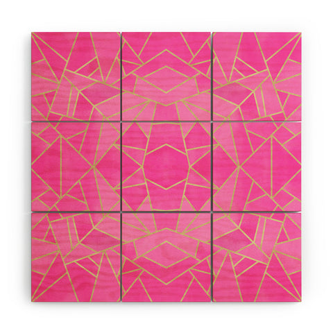 Elisabeth Fredriksson Pink Mosaic Sun Wood Wall Mural