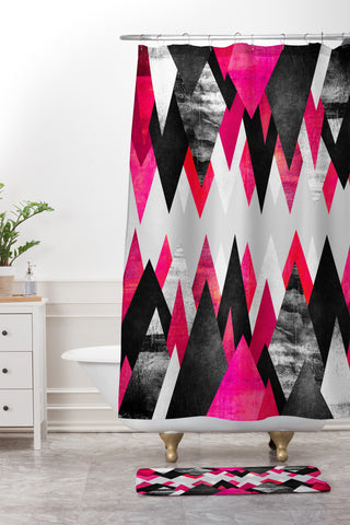 Elisabeth Fredriksson Pink Peaks Shower Curtain And Mat