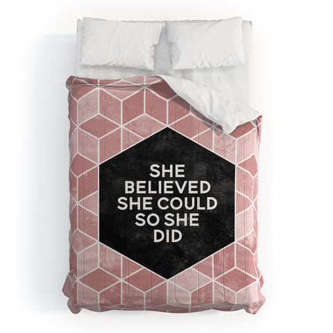 Elisabeth Fredriksson She Believed She Could Pink Comforter