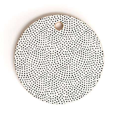 Emanuela Carratoni Black Polka Dots Cutting Board Round