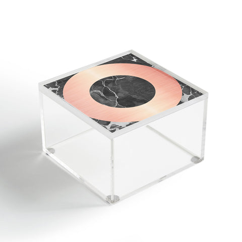 Emanuela Carratoni Grey Marble with a Pink Circle Acrylic Box