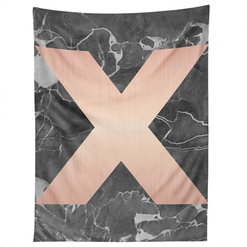 Emanuela Carratoni Grey Marble with a Pink X Tapestry