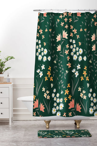 Emanuela Carratoni Meadow Flowers Theme Shower Curtain And Mat