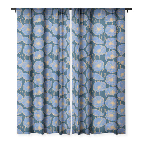 Emanuela Carratoni Moody Blue Garden Sheer Window Curtain