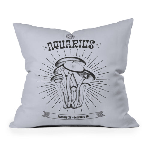 Emanuela Carratoni Mushrooms Zodiac Aquarius Throw Pillow