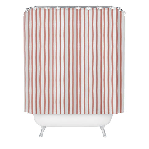 Emanuela Carratoni Old Pink Stripes Shower Curtain