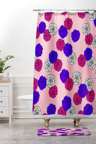 Emanuela Carratoni Pop Roses Shower Curtain And Mat