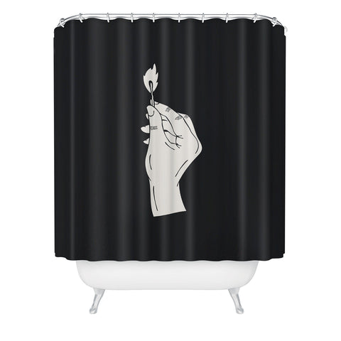 Emma Boys Strike a Light Dark Background Shower Curtain