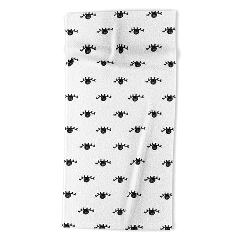 Erika Stallworth Inky Textured Eye Pattern Beach Towel