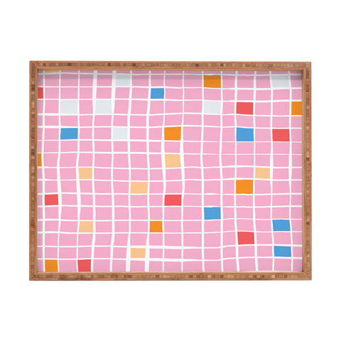 Erika Stallworth Modern Mosaic Pink Rectangular Tray