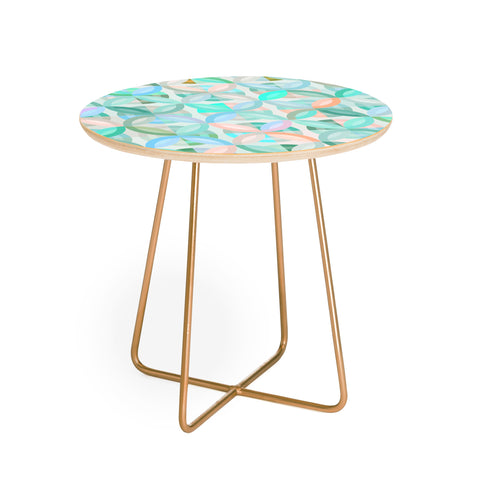 evamatise Geometric Shapes in Vibrant Greens Round Side Table