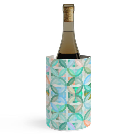 evamatise Geometric Shapes in Vibrant Greens Wine Chiller