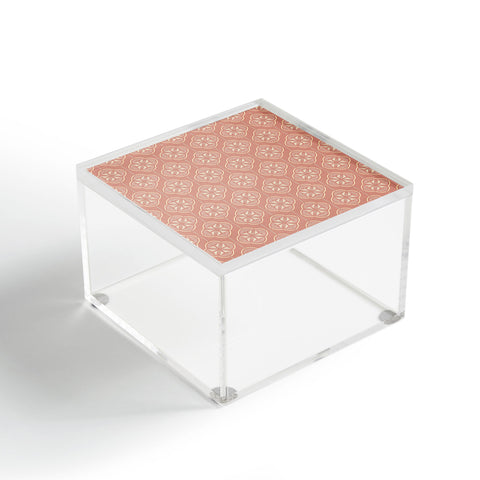 evamatise Retro Floral Geometric Tile Blush Pink Acrylic Box