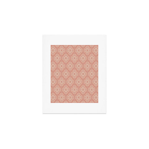evamatise Retro Floral Geometric Tile Blush Pink Art Print