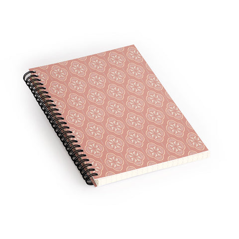evamatise Retro Floral Geometric Tile Blush Pink Spiral Notebook