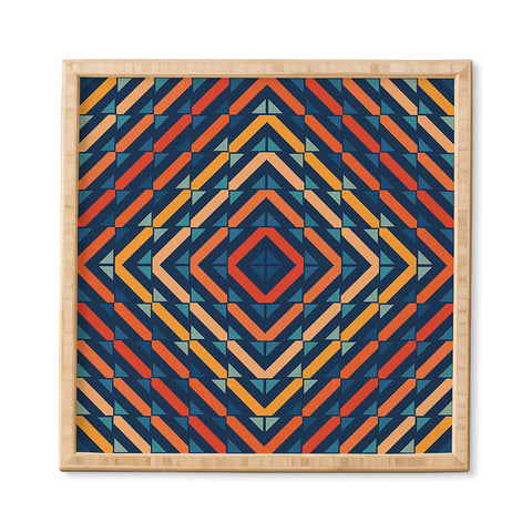 Fimbis Abstract Tiles Blue Orange Framed Wall Art