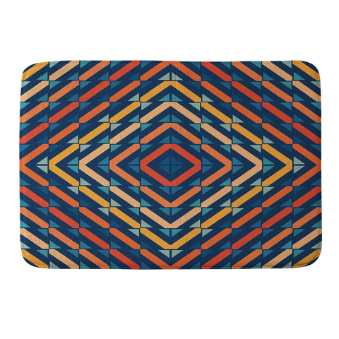 Fimbis Abstract Tiles Blue Orange Memory Foam Bath Mat