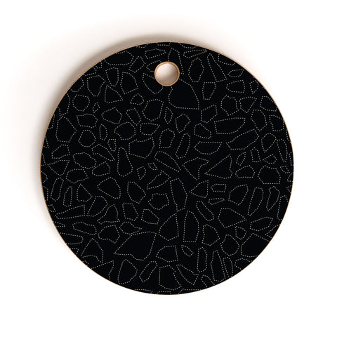 Fimbis Terrazzo Dash Black and White Cutting Board Round