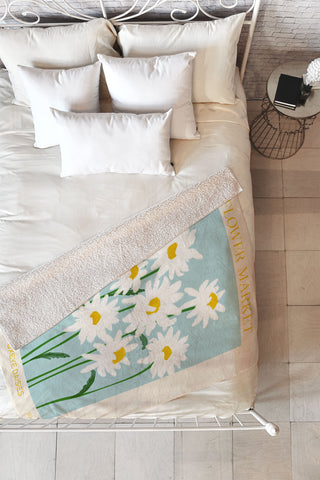 Gale Switzer Flower Market Oxeye Daisies Fleece Throw Blanket